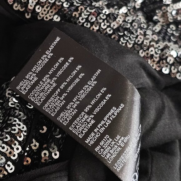 Anthropologie Maeve Sequin Halter Jumpsuit Black & Silver Wide Leg, Size 8, NWT - Picture 11 of 13